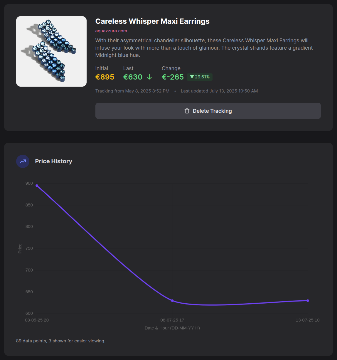 Look at that drop! 265€ !