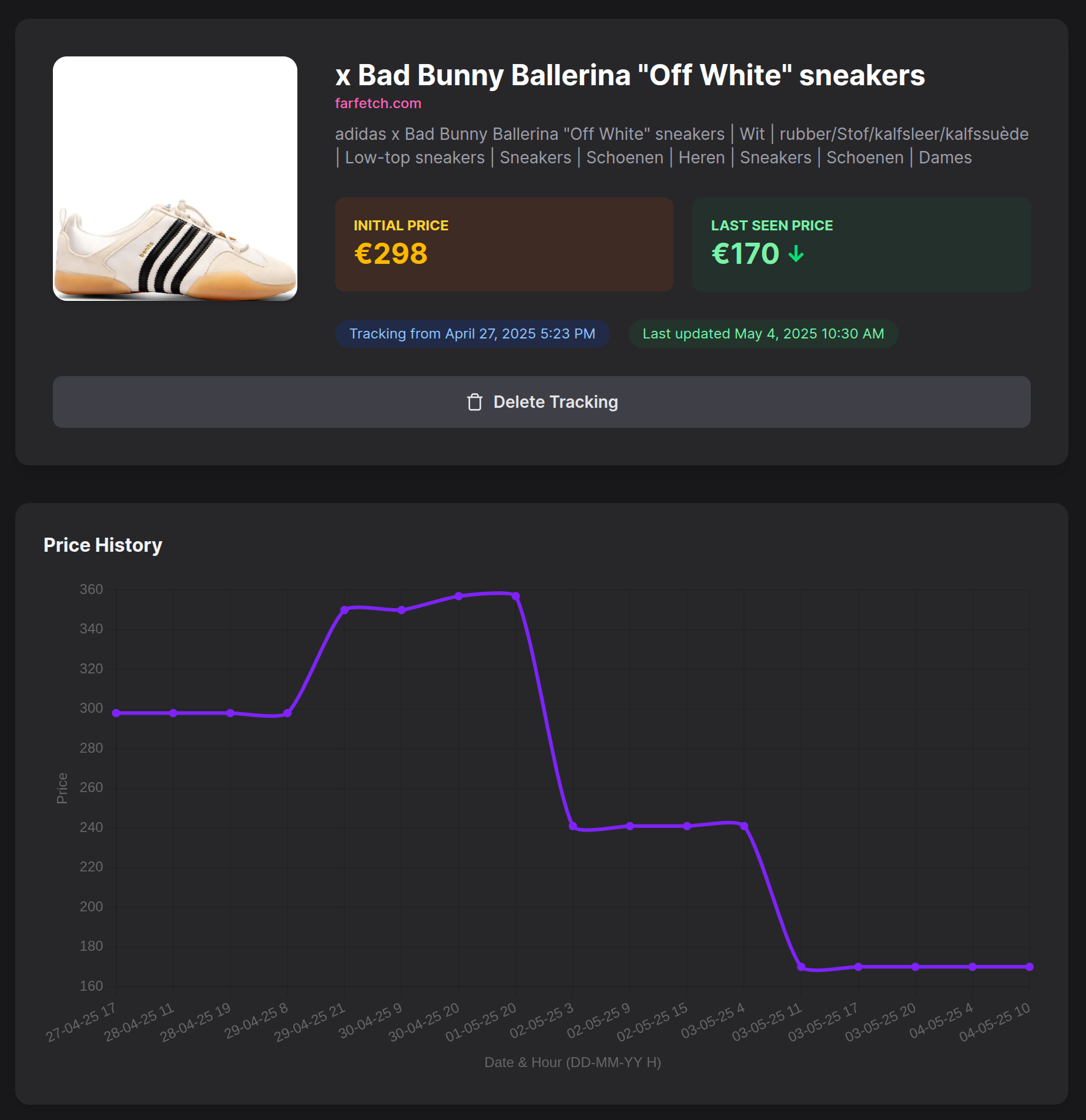 Price dropped notification